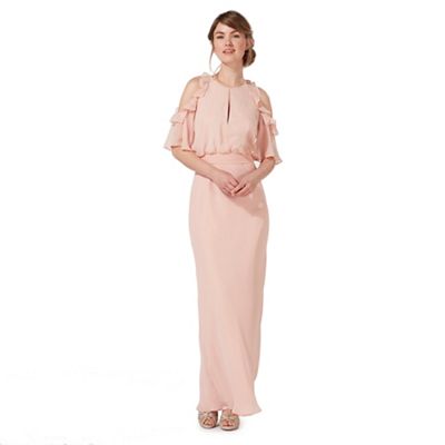 Light pink 'Rosanna' cold shoulder evening dress